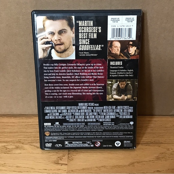 The Departed DVD Movie Leonardo DiCaprio Matt Damon Jack Nicholson Mark Wahlberg - Picture 3 of 5